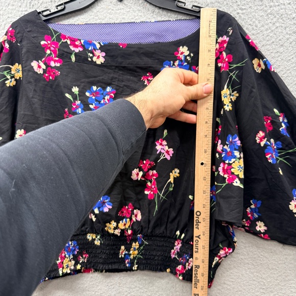 Anthropologie Maeve Adelaide Top Blouse Black Floral Crop Dolman Sleeve Women SP - Picture 7 of 16